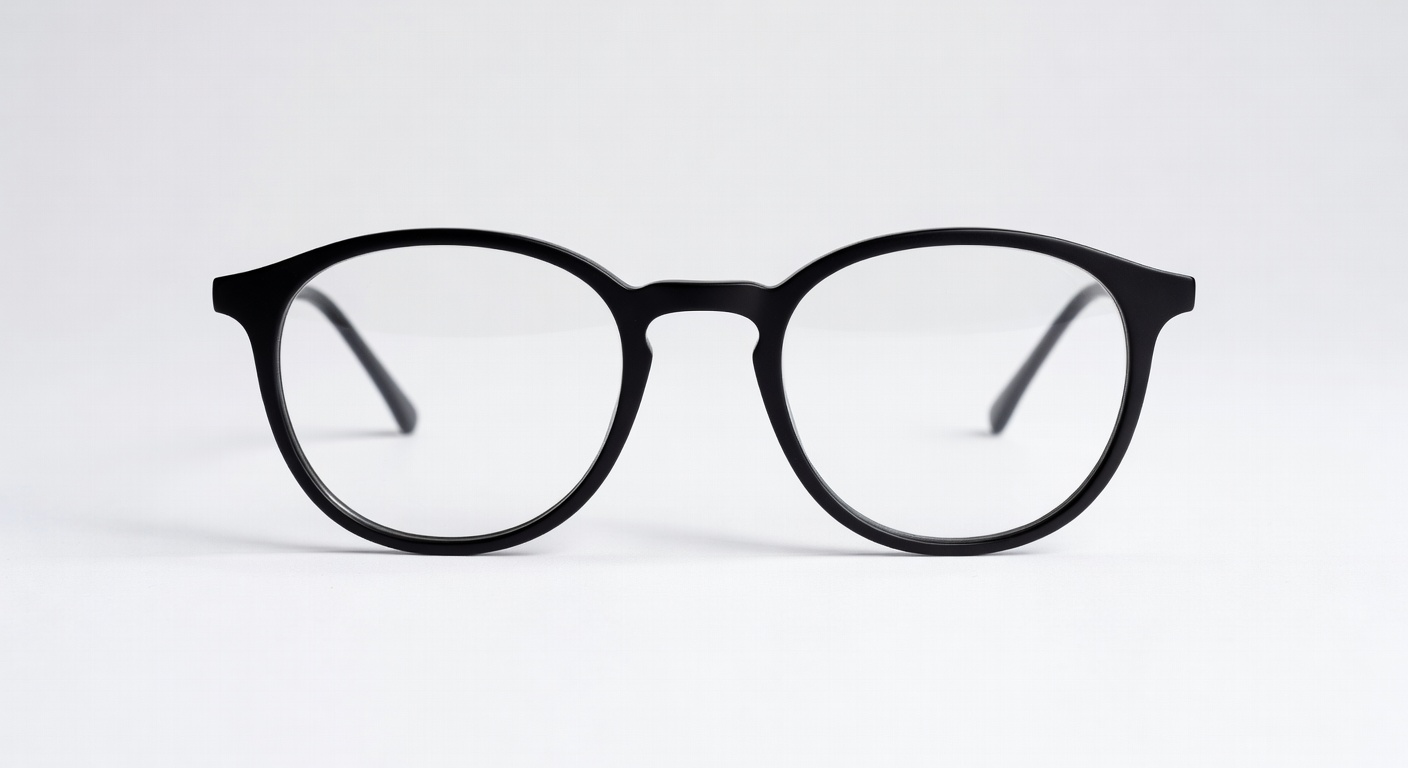 Classic black frame eyeglasses on clean background