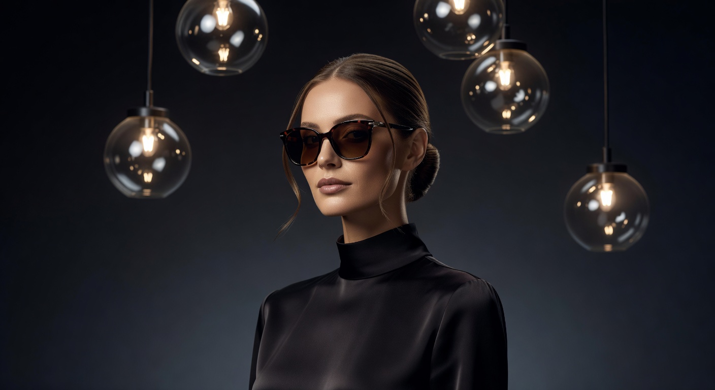 Eyewear showcase model with glossy glass lighting