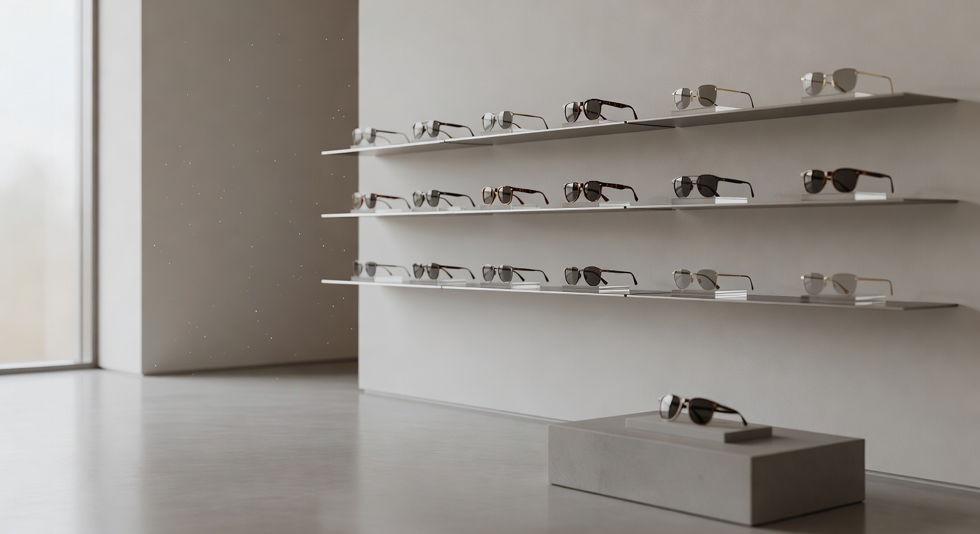 Luxury eyewear studio with clean minimalist styling