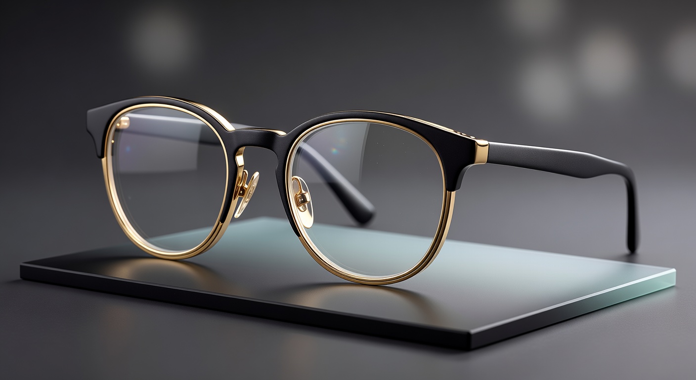 Luxury gold rim glasses with reflective edges