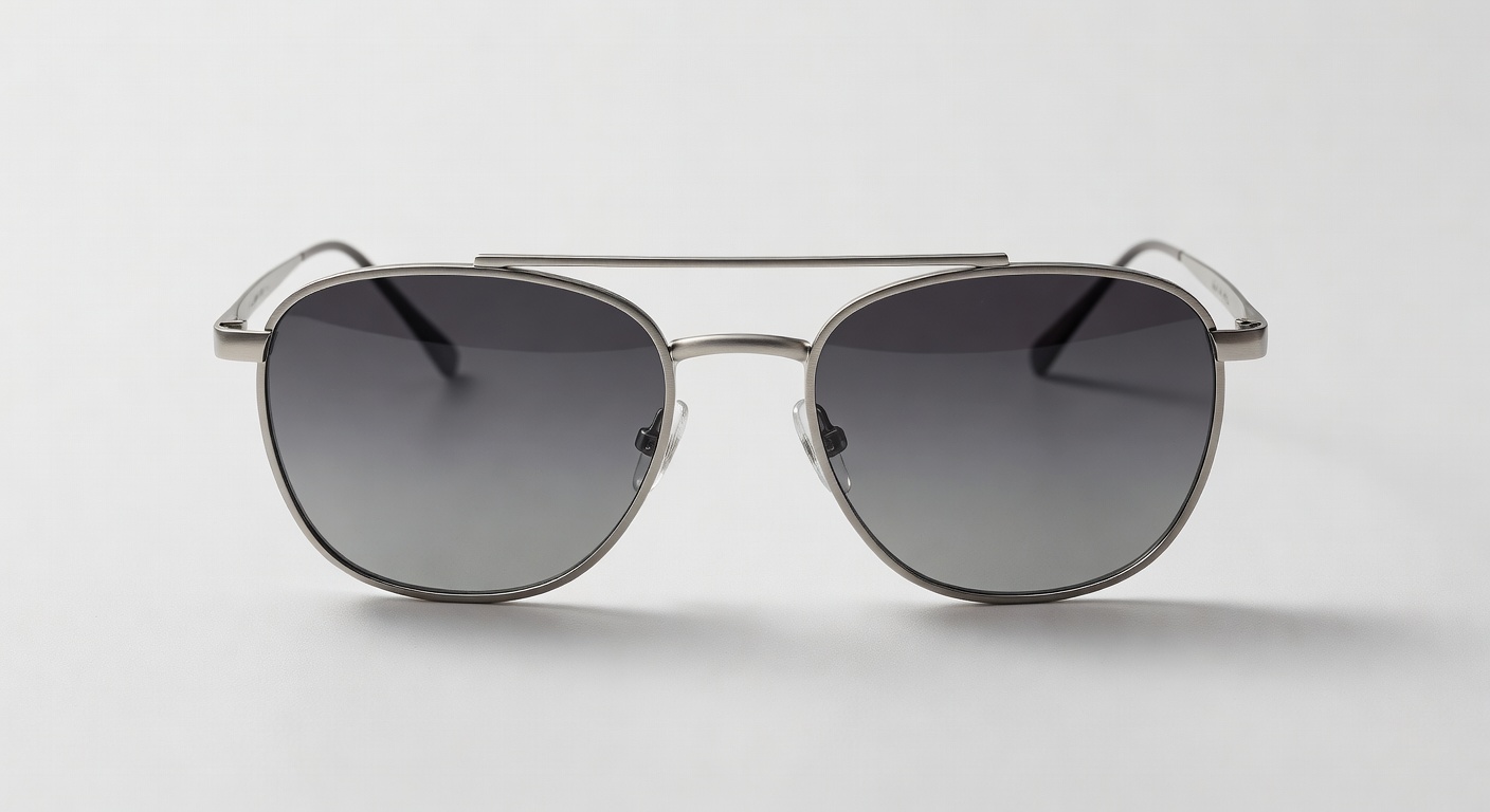 Minimal silver frame eyewear on clean surface